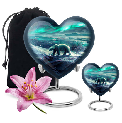 Polar Bear Theme Large Urn With 1 Keepsake Urn