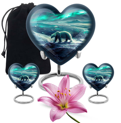 Polar Bear Theme Large Urn With 2 Keepsake Urn