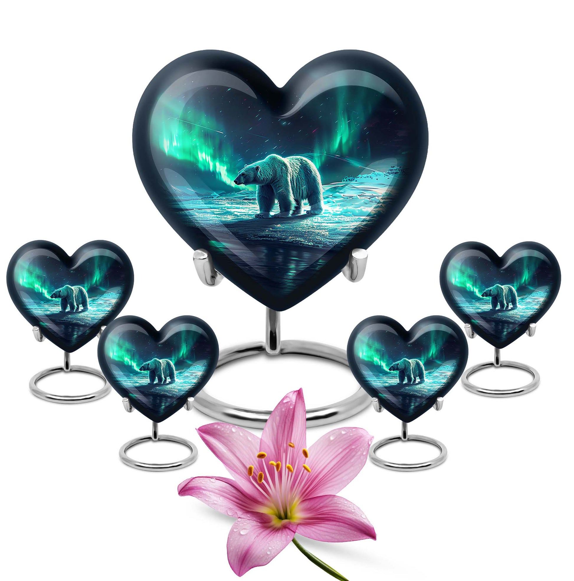 Polar Bear Theme Large Urn With 4 Keepsake Urn