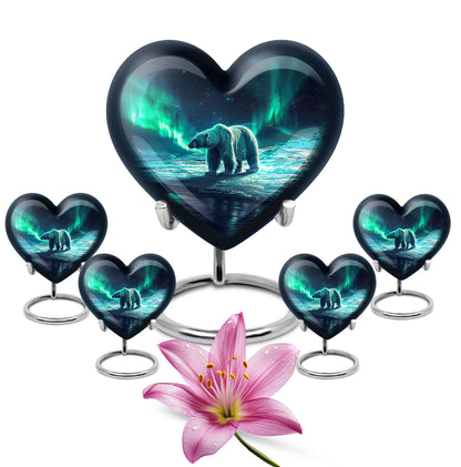 Polar Bear Theme Large Urn With 4 Keepsake Urn
