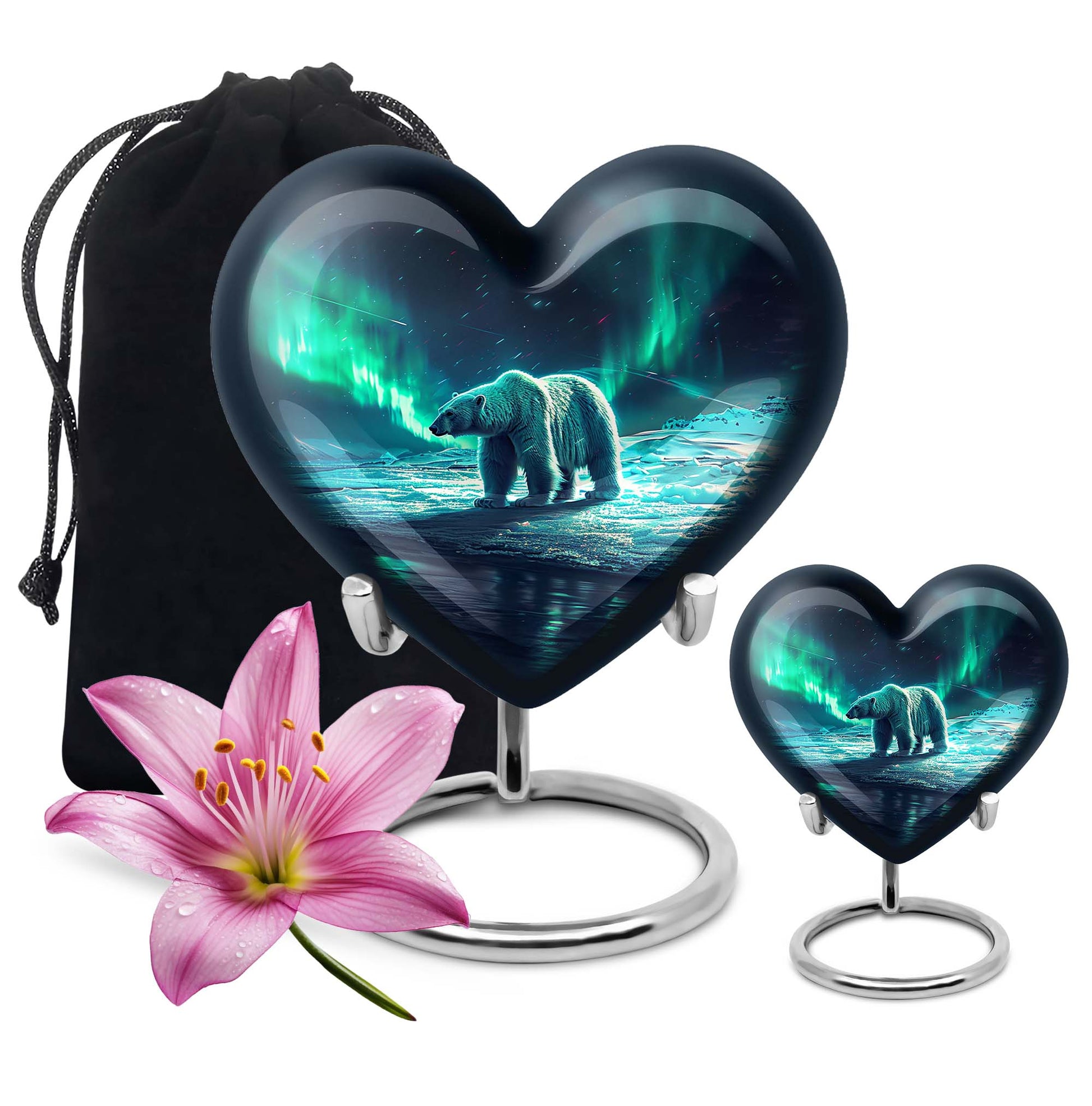 Polar Bear Theme Large Urn With 1 Keepsake Urn