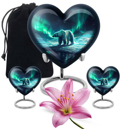 Polar Bear Theme Large Urn With 2 Keepsake Urn