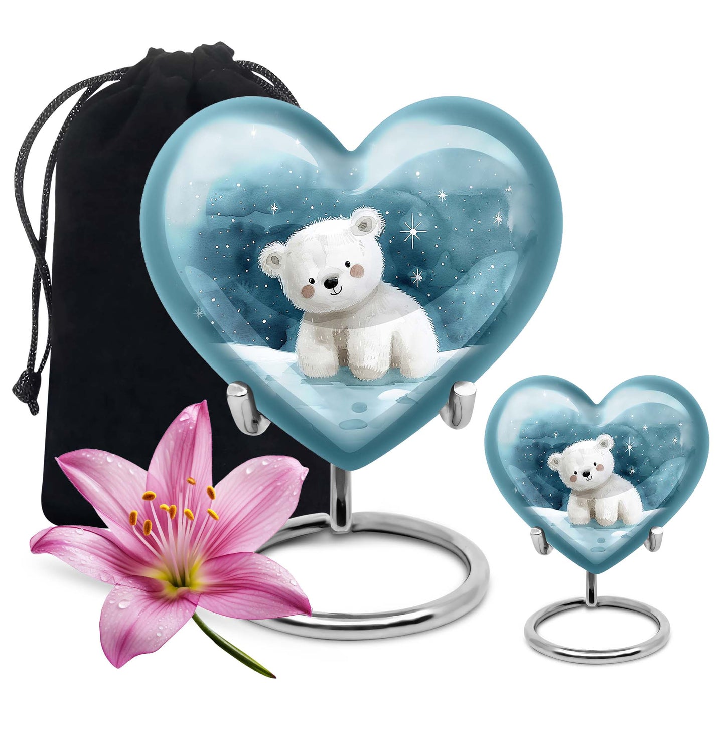 Polar Bear Theme Large Urn With 1 Keepsake Urn
