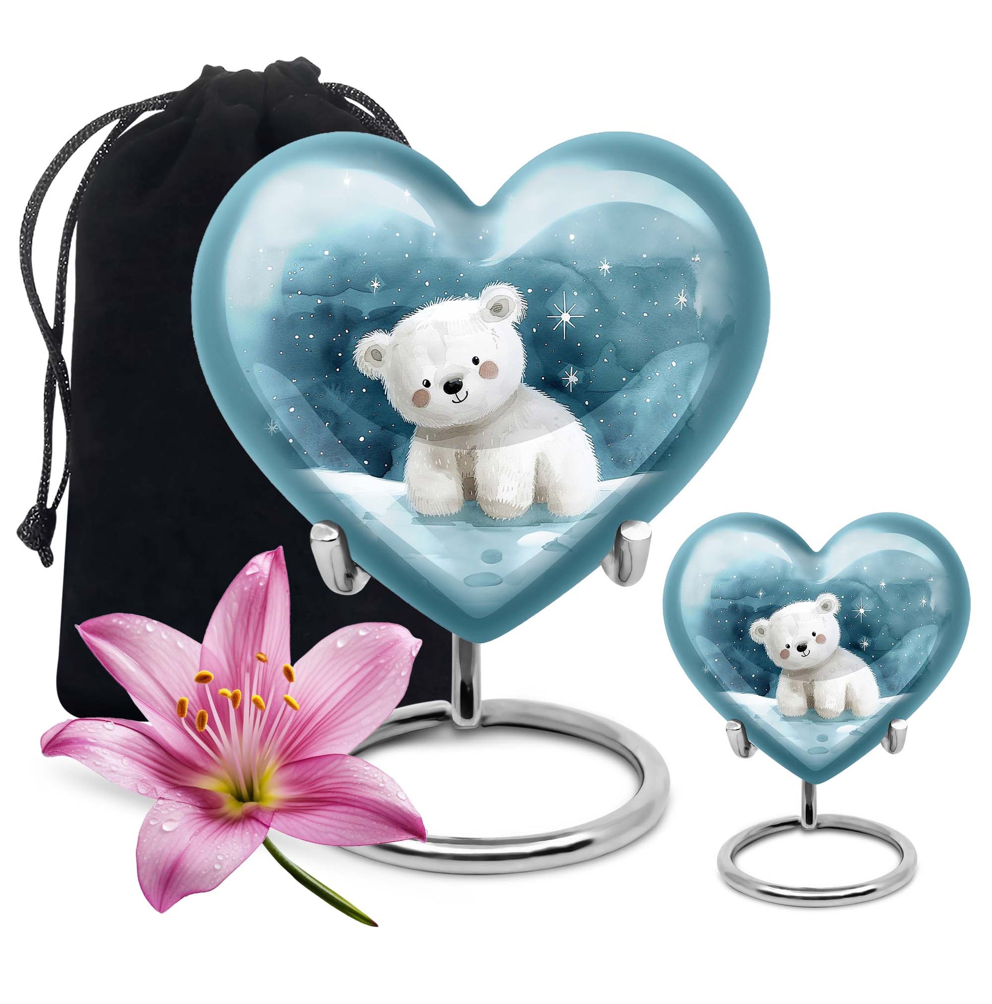 Polar Bear Theme Large Urn With 1 Keepsake Urn