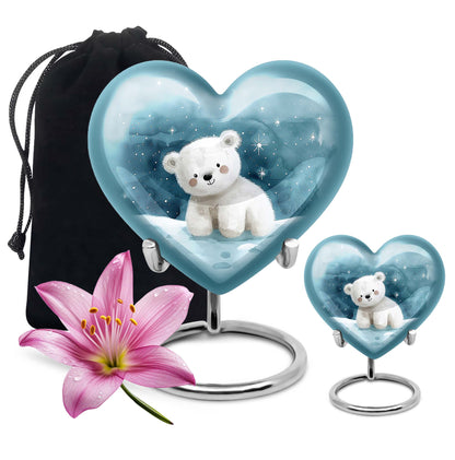 Polar Bear Theme Large Urn With 1 Keepsake Urn