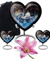 Swan Theme Large Urn With 2 Keepsake Urn