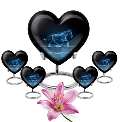 Runing Horse Theme Large Urn With 4 Keepsake Urn
