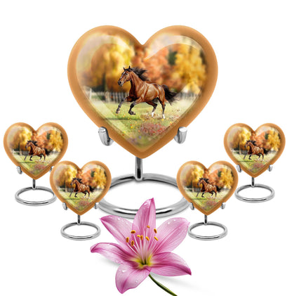 Runing Horse Theme Large Urn With 4 Keepsake Urn