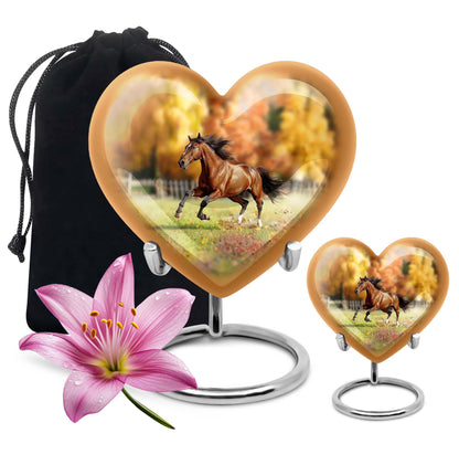 Runing Horse Theme Large Urn With 1 Keepsake Urn