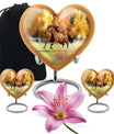Runing Horse Theme Large Urn With 2 Keepsake Urn