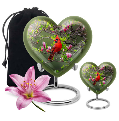 Cardinal Theme Large Urn With 1 Keepsake Urn