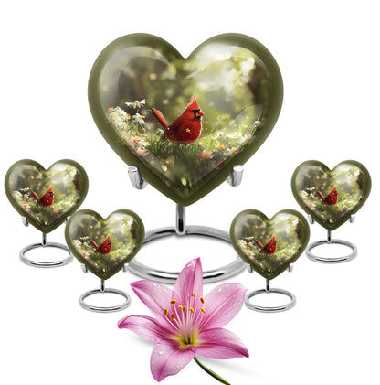Cardinal Theme Large Urn With 4 Keepsake Urn