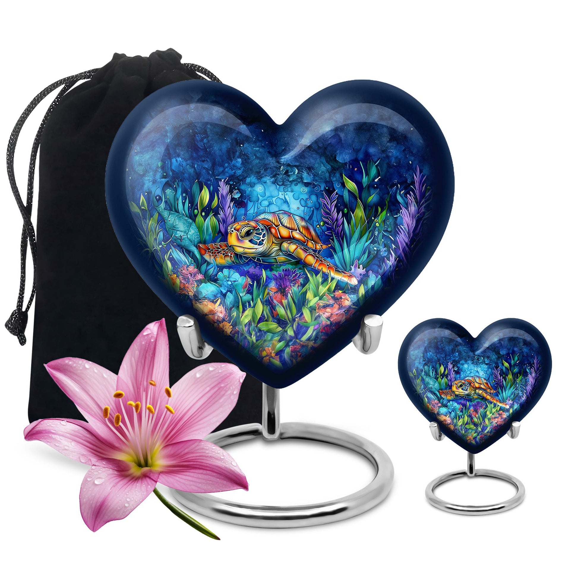 Turtle Theme Large Urn With 1 Keepsake Urn