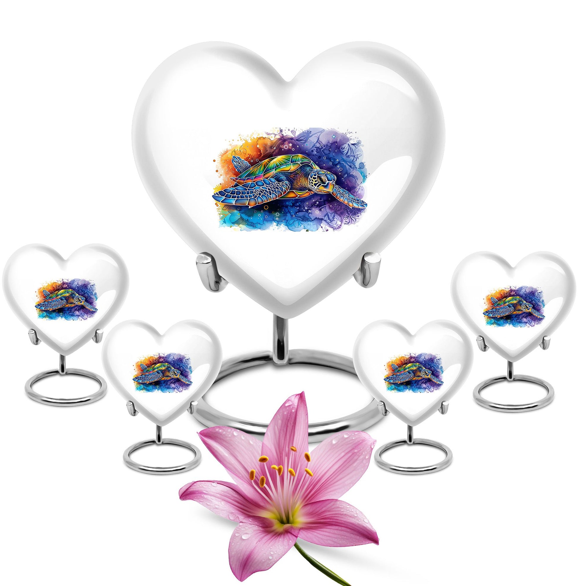 Turtle Theme Large Urn With 4 Keepsake Urn