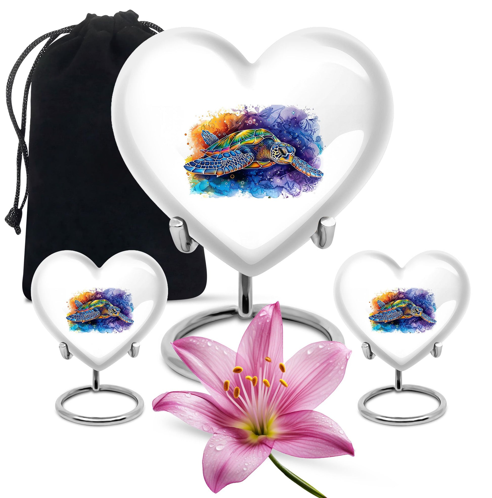 Turtle Theme Large Urn With 2 Keepsake Urn