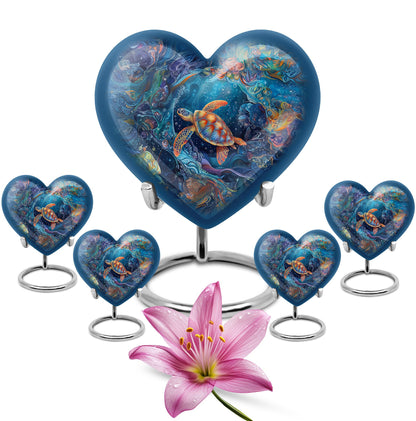 Turtle Theme Large Urn With 4 Keepsake Urn