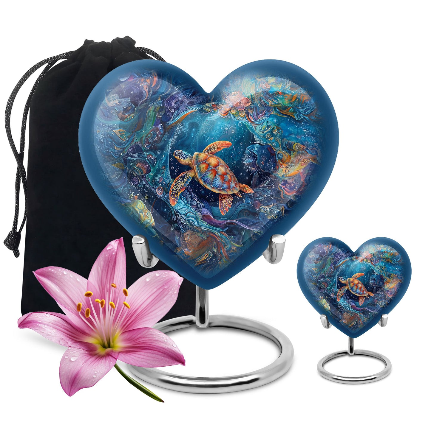 Turtle Theme Large Urn With 1 Keepsake Urn