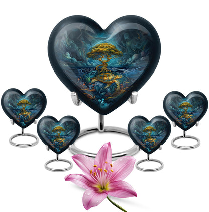 Turtle Theme Large Urn With 4 Keepsake Urn