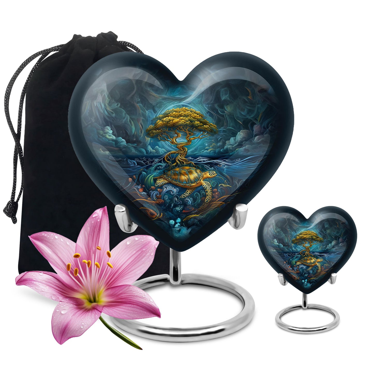 Turtle Theme Large Urn With 1 Keepsake Urn