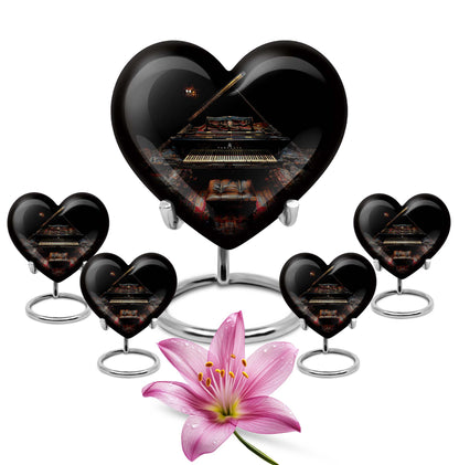 Piano Theme Large Urn With 4 Keepsake Urn