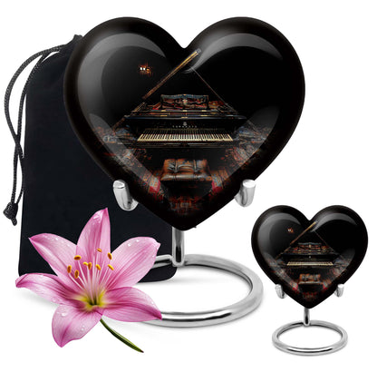 Piano Theme Large Urn With 1 Keepsake Urn