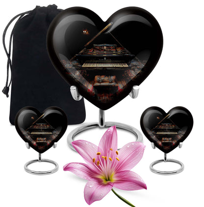 Piano Theme Large Urn With 2 Keepsake Urn