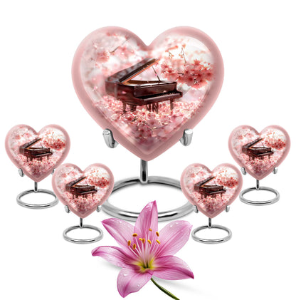 Piano Theme Large Urn With 4 Keepsake Urn