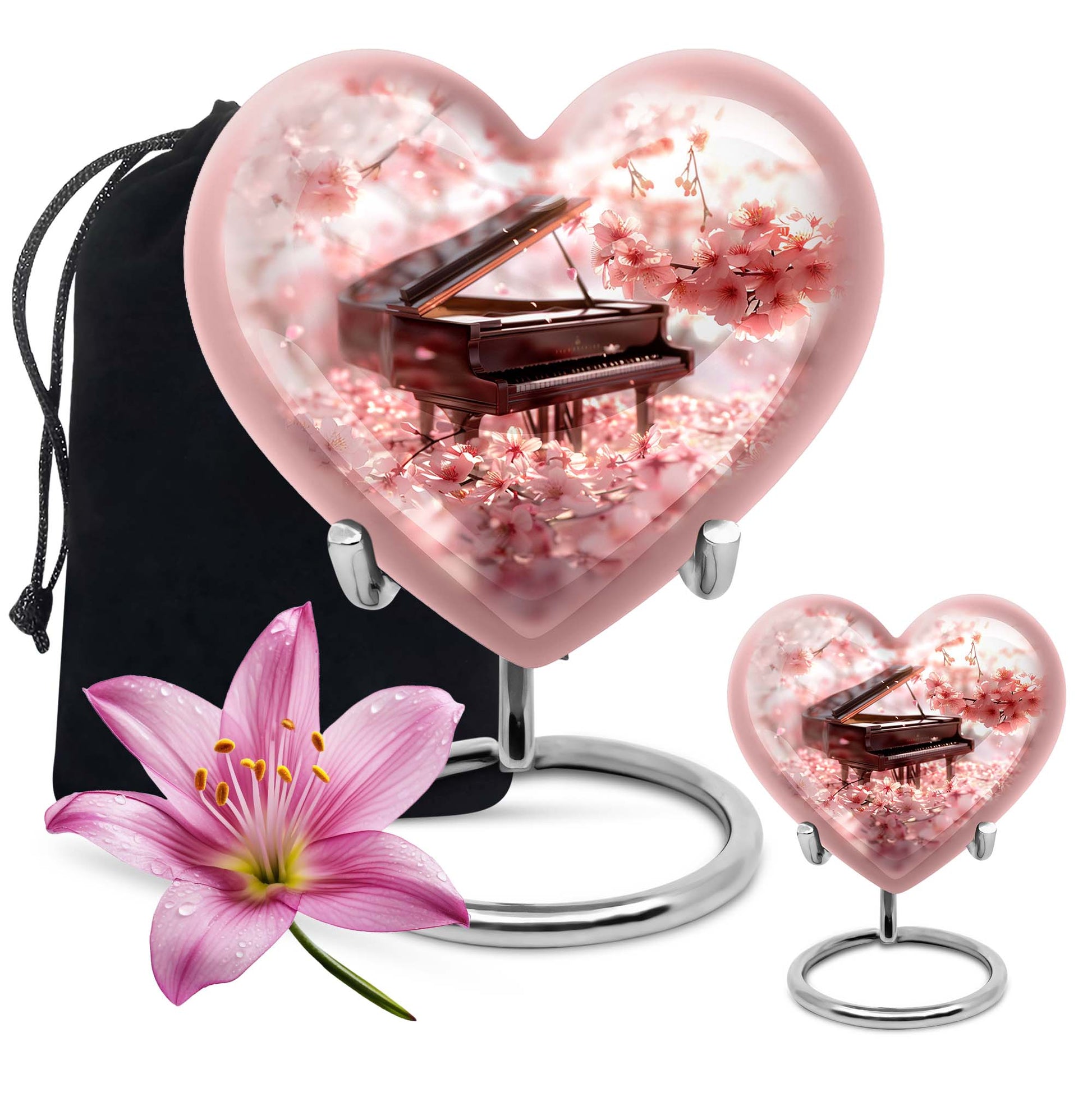 Piano Theme Large Urn With 1 Keepsake Urn