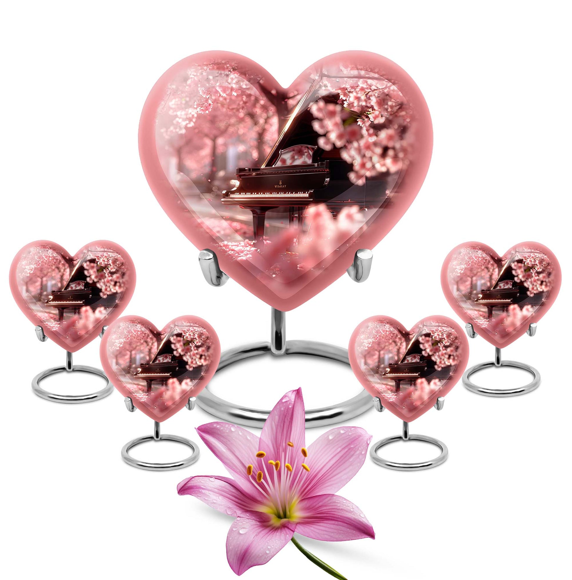 Piano Theme Large Urn With 4 Keepsake Urn
