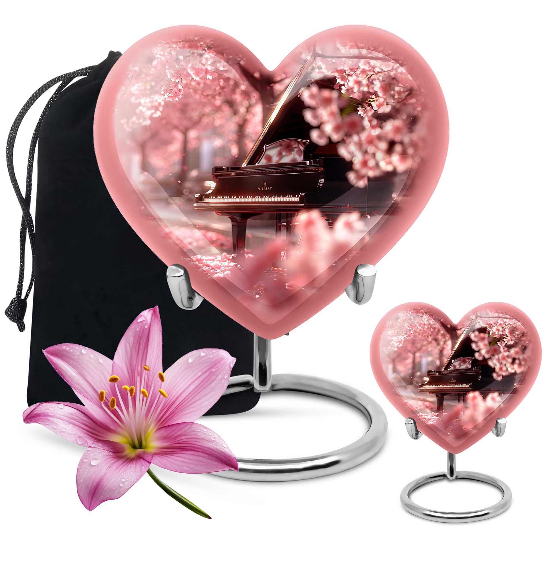 Piano Theme Large Urn With 1 Keepsake Urn