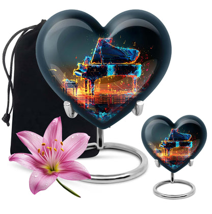 Piano Theme Large Urn With 1 Keepsake Urn