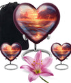 Sunrise Theme Large Urn With 2 Keepsake Urn