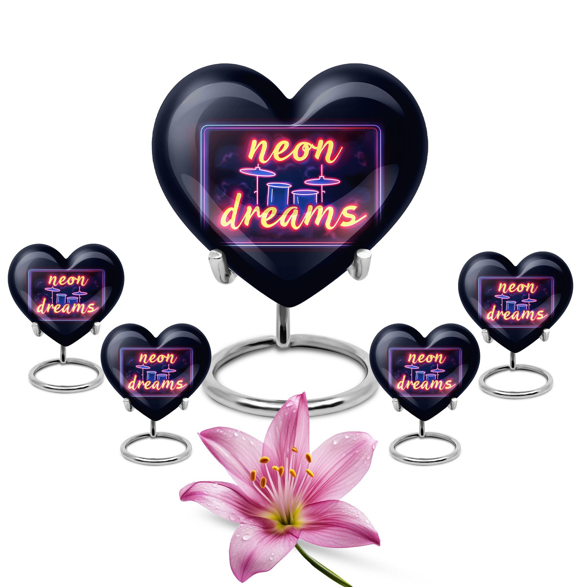 Drums And Music Theme Large Urn With 4 Keepsake Urn