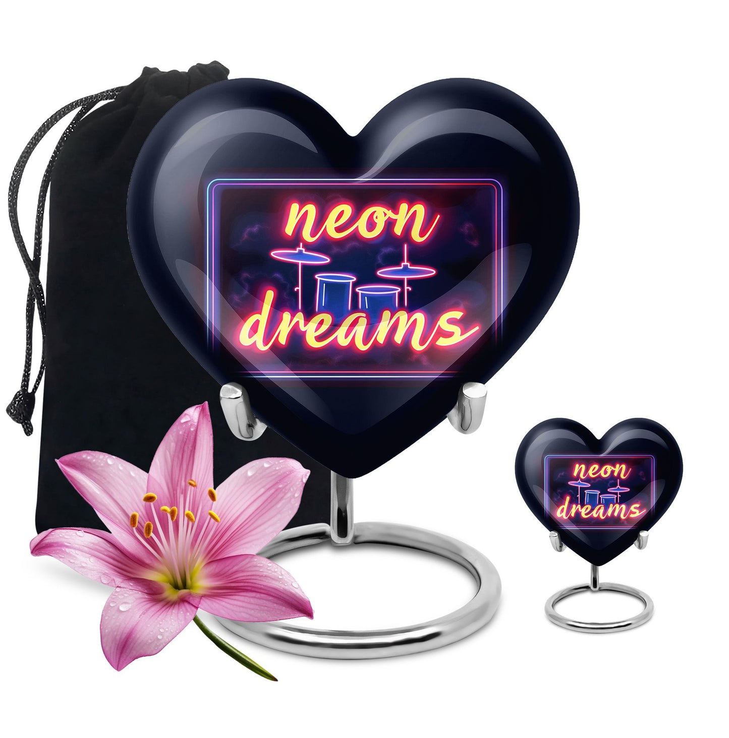 Drums And Music Theme Large Urn With 1 Keepsake Urn