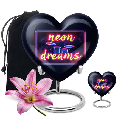 Drums And Music Theme Large Urn With 1 Keepsake Urn