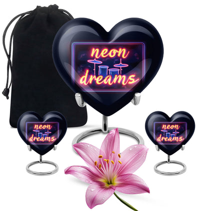 Drums And Music Theme Large Urn With 2 Keepsake Urn