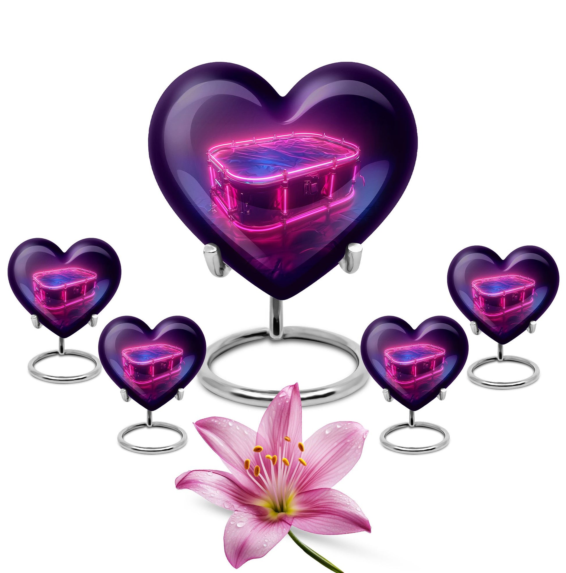 Drums And Music Theme Large Urn With 4 Keepsake Urn