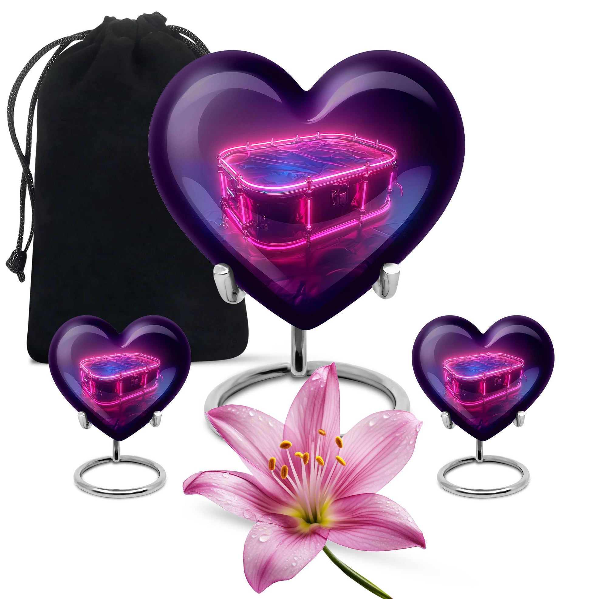 Drums And Music Theme Large Urn With 2 Keepsake Urn