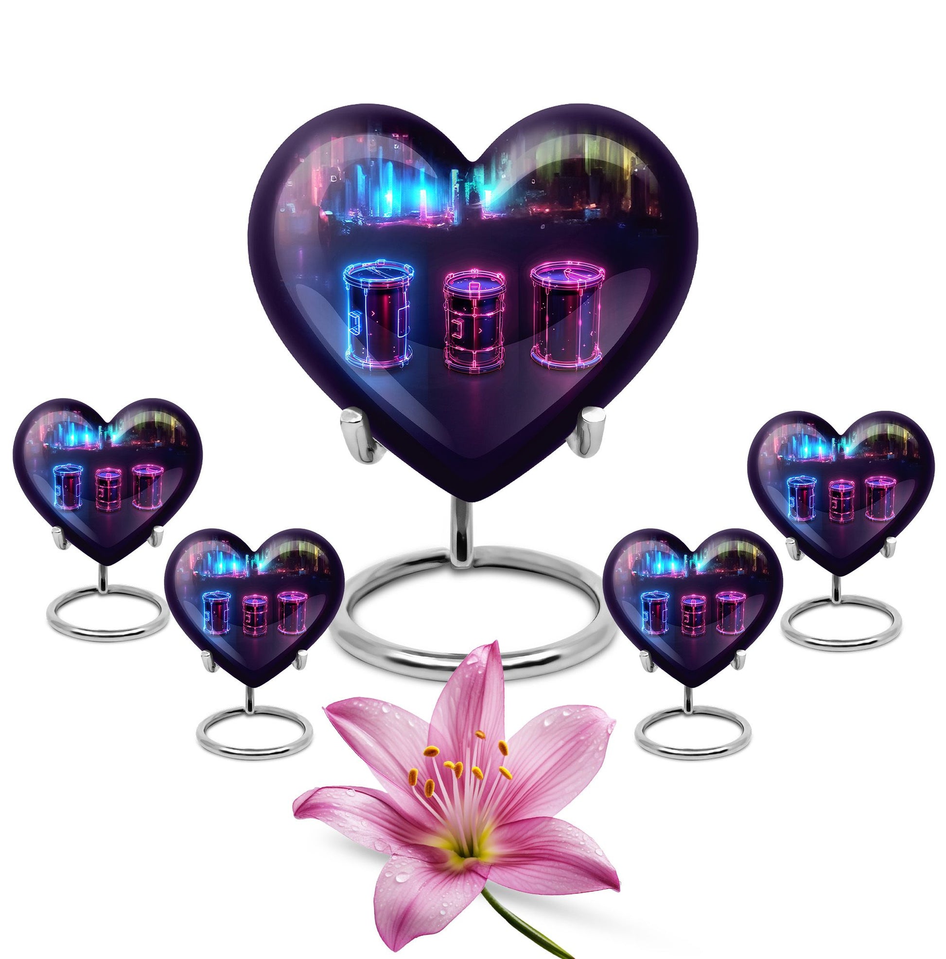 Drums And Music Theme Large Urn With 4 Keepsake Urn