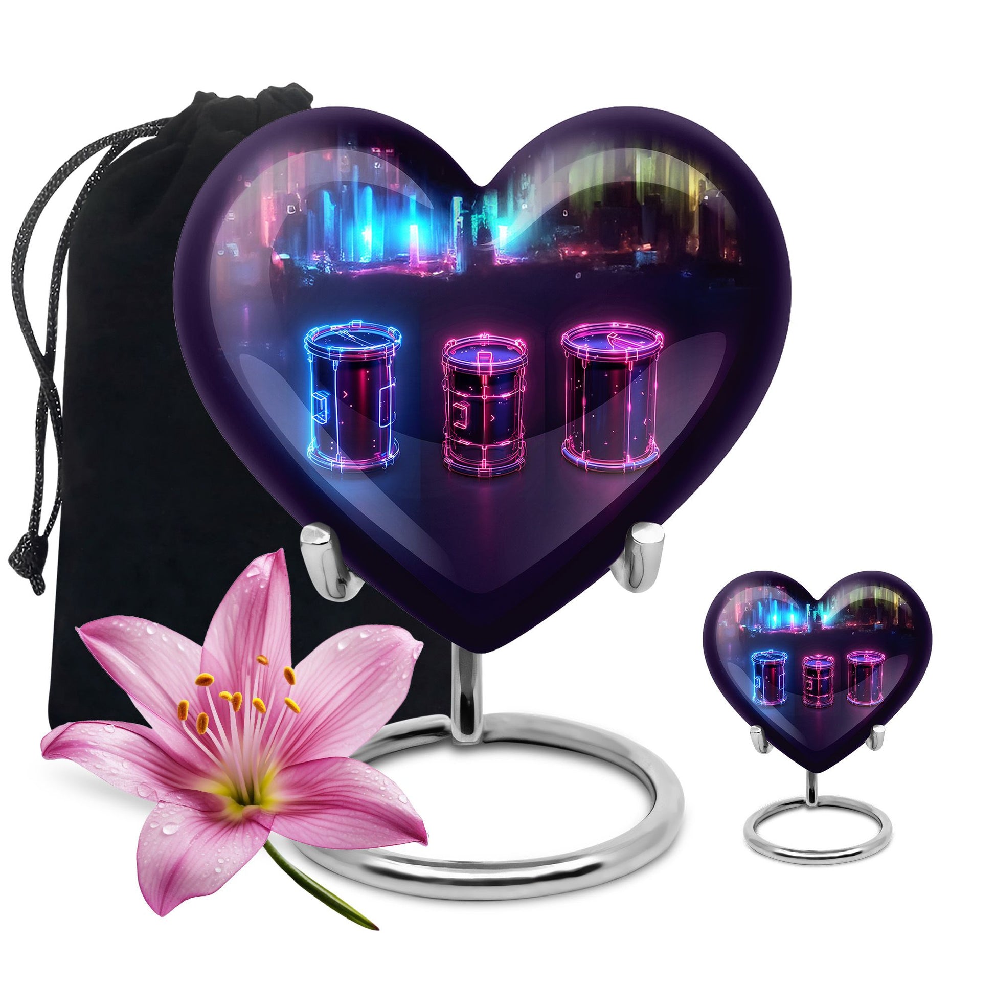 Drums And Music Theme Large Urn With 1 Keepsake Urn