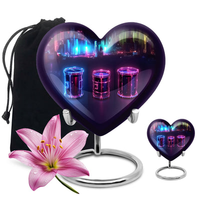 Drums And Music Theme Large Urn With 1 Keepsake Urn