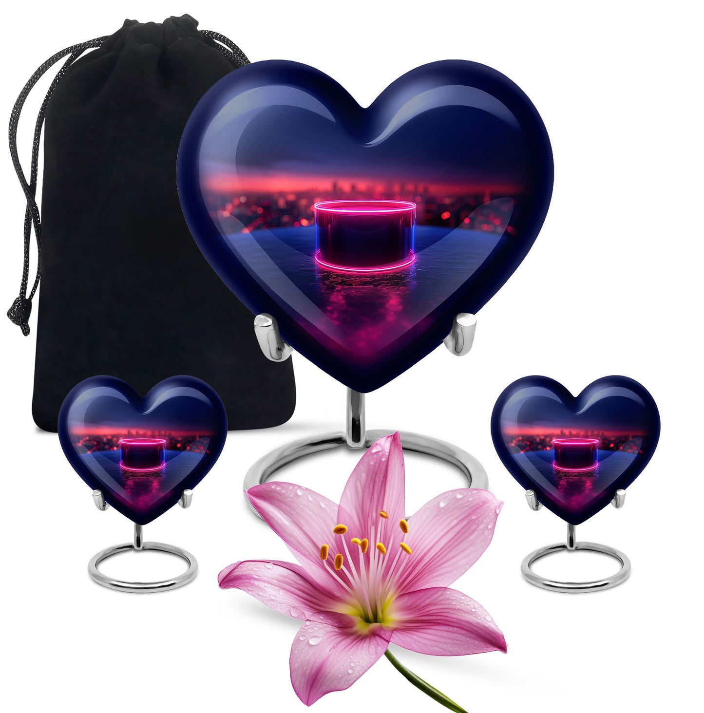 Drums And Music Theme Large Urn With 2 Keepsake Urn