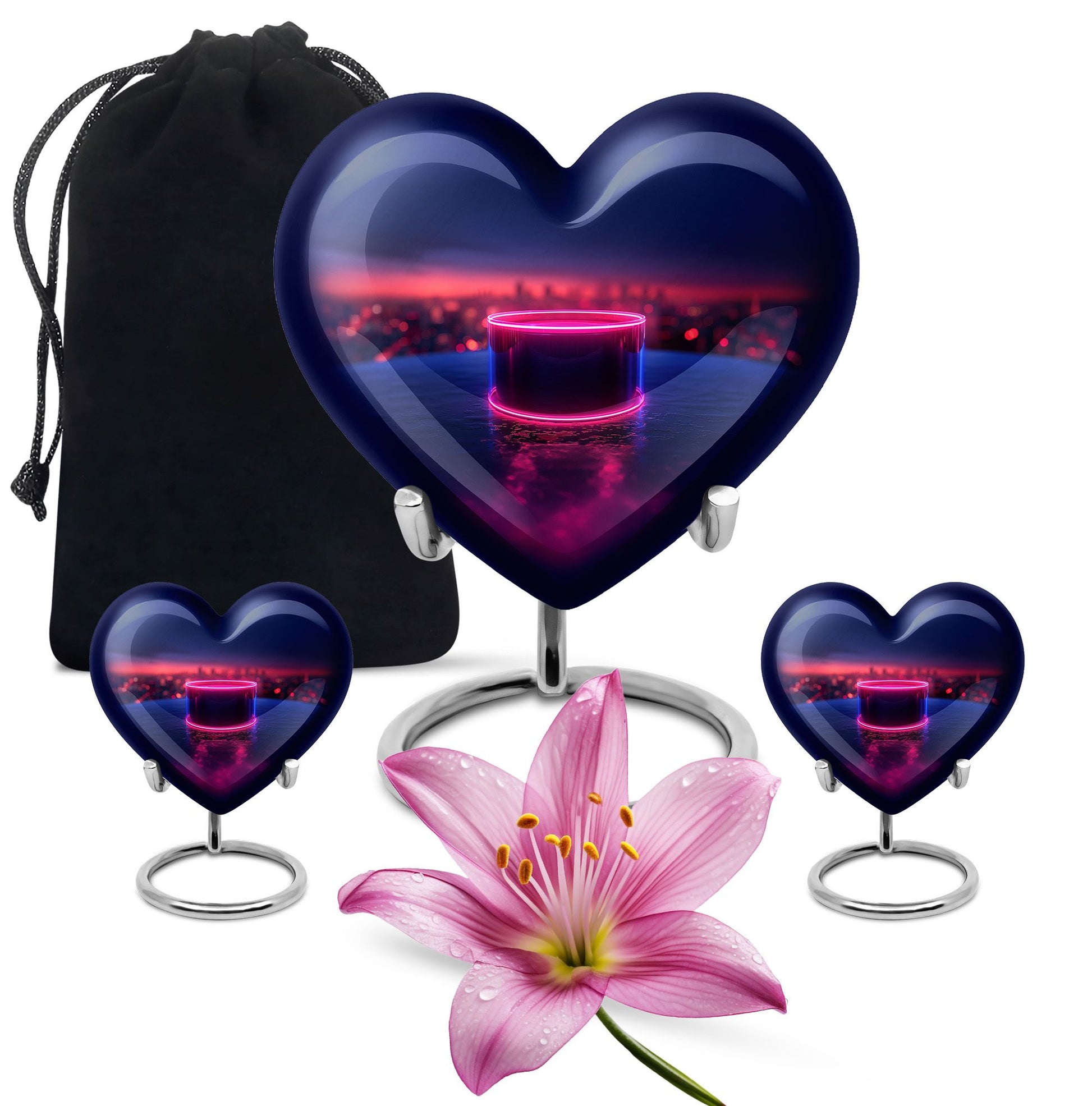 Drums And Music Theme Large Urn With 2 Keepsake Urn