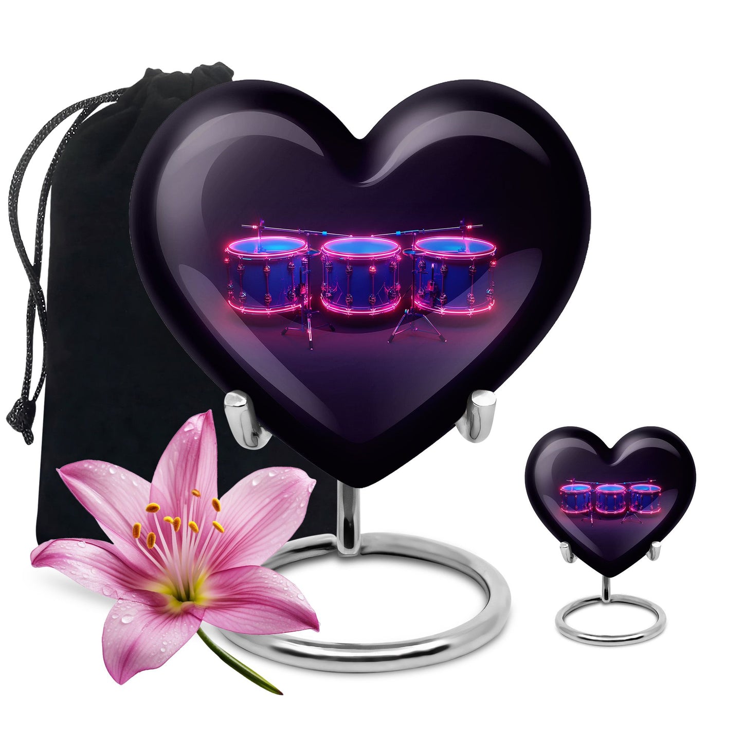 Drums And Music Theme Large Urn With 1 Keepsake Urn