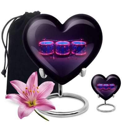Drums And Music Theme Large Urn With 1 Keepsake Urn