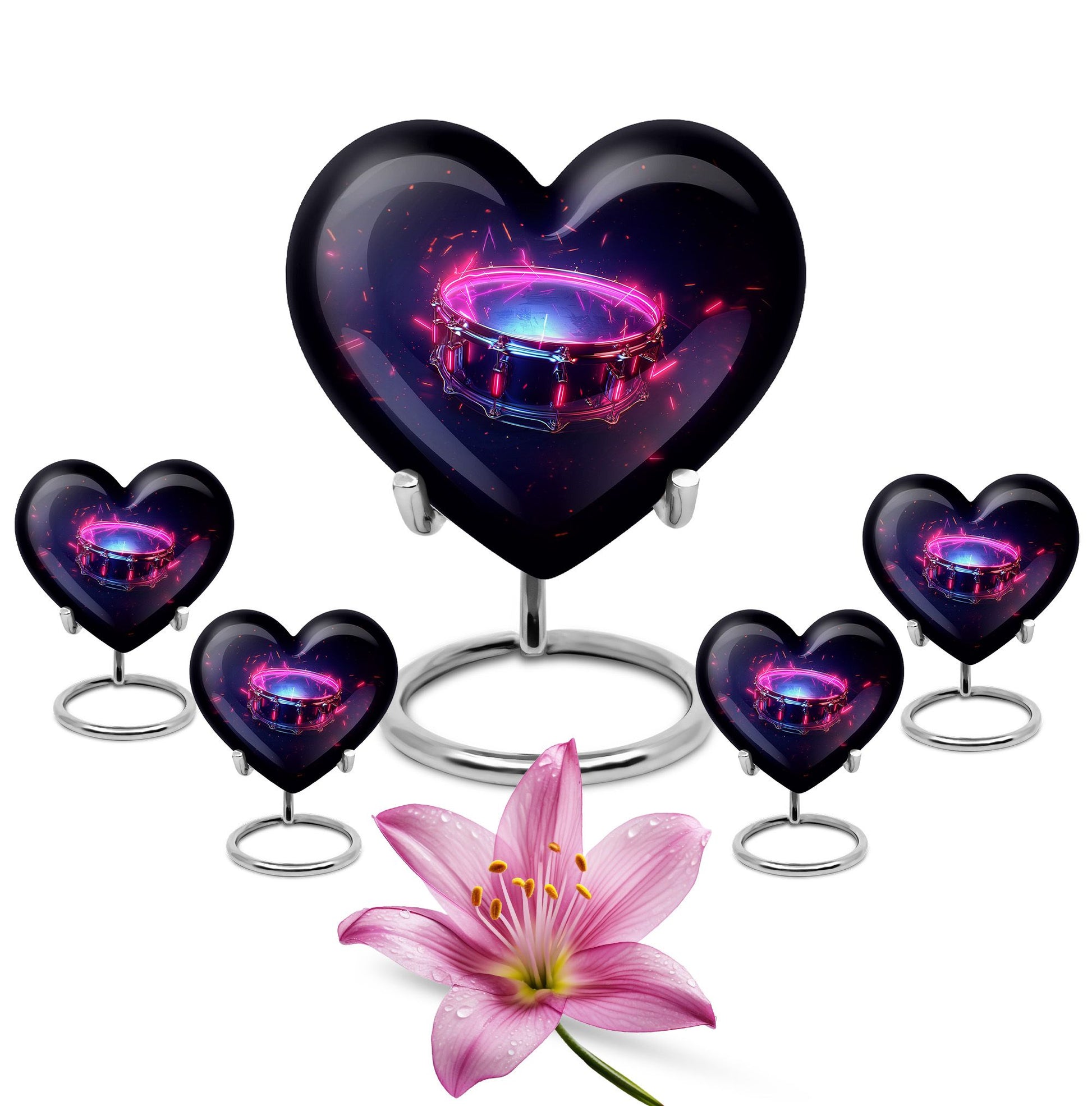 Drums And Music Theme Large Urn With 4 Keepsake Urn