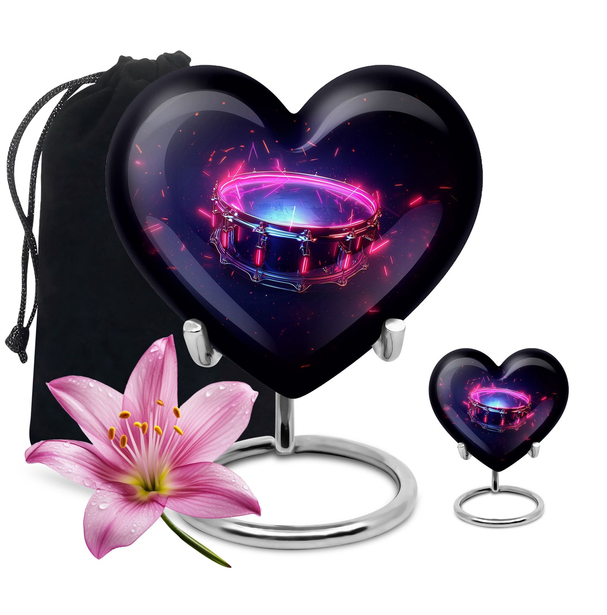 Drums And Music Theme Large Urn With 1 Keepsake Urn