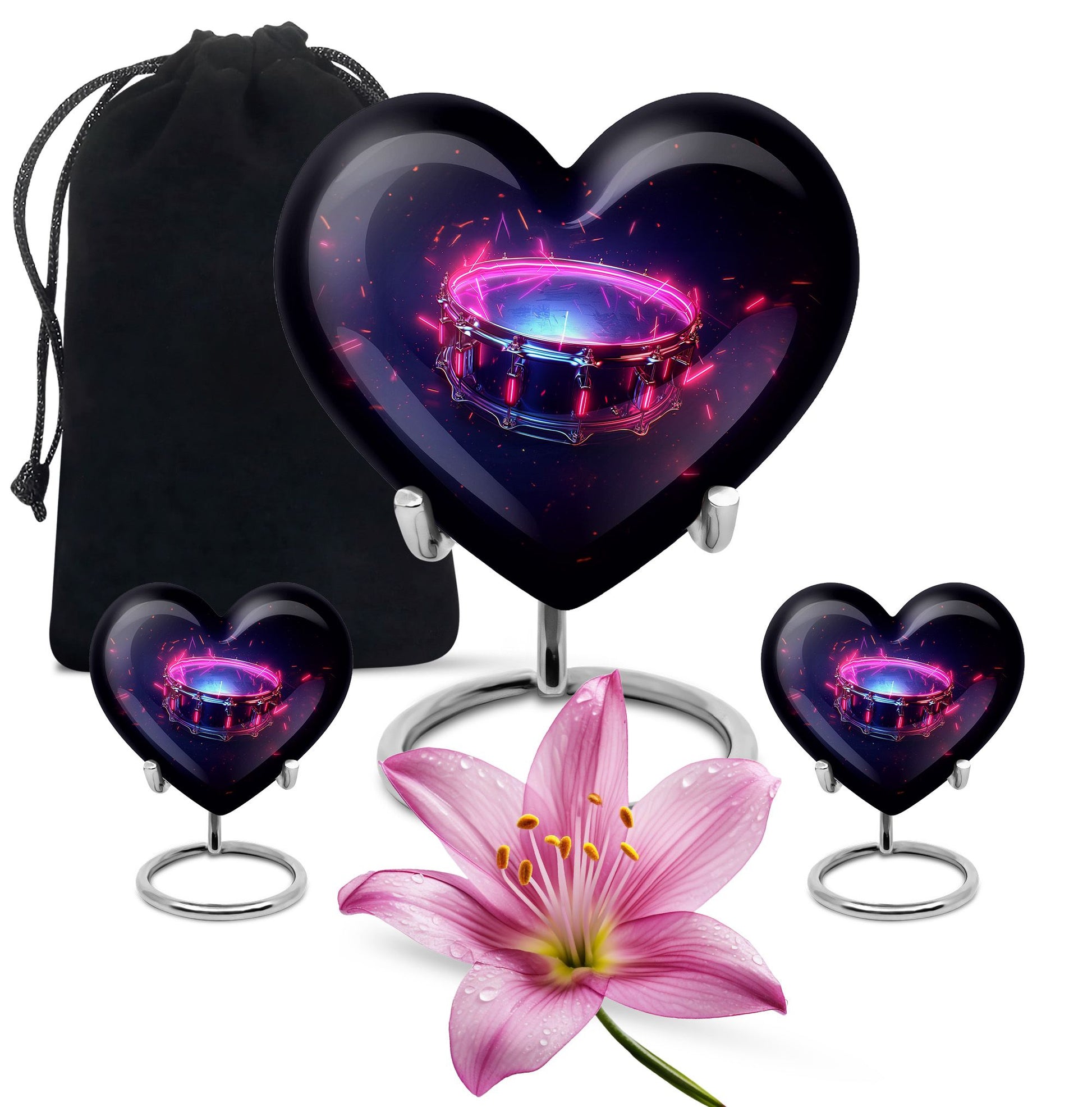 Drums And Music Theme Large Urn With 2 Keepsake Urn