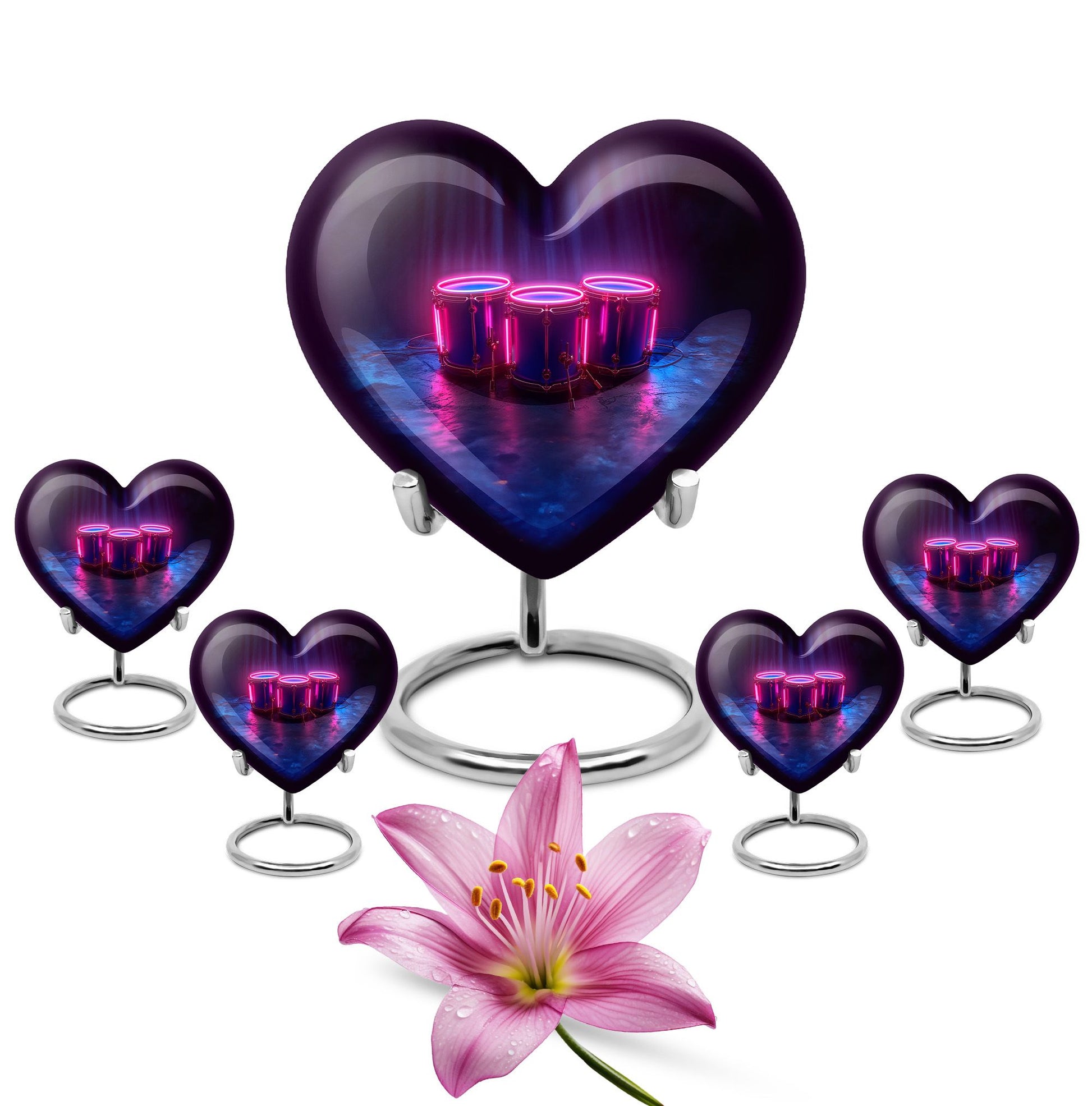 Drums And Music Theme Large Urn With 4 Keepsake Urn