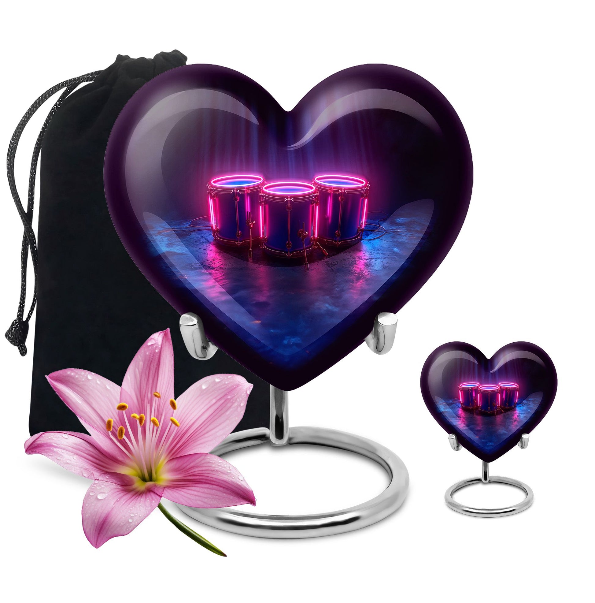 Drums And Music Theme Large Urn With 1 Keepsake Urn